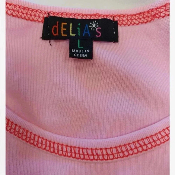 Dolls kill Delia Long Sleeve Pink Cherry Top  Size Large - Picture 7 of 9